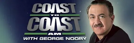 Radio host with Coast to Coast logo