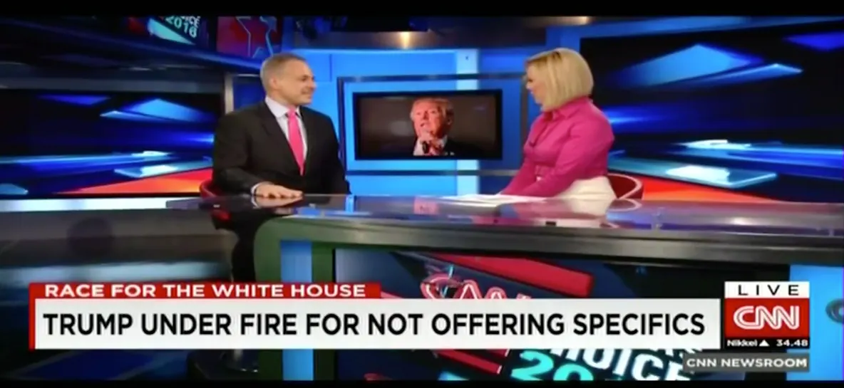 Television broadcast covering political news segment