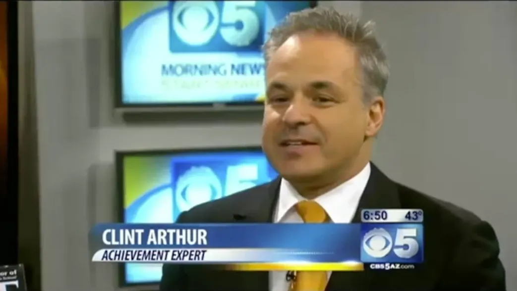 TV guest discussing achievements